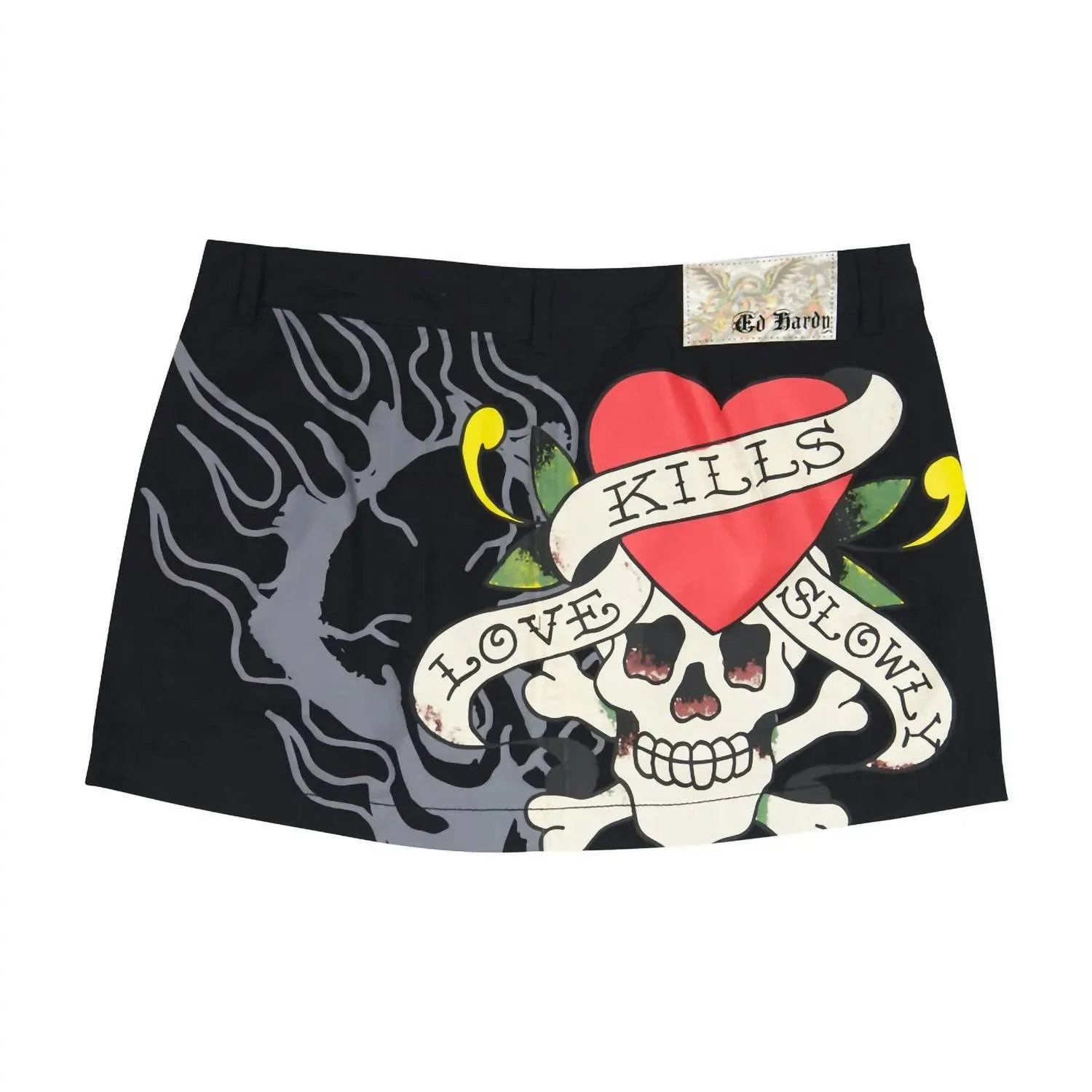 Women's Skull Poplin Mini Skirt/short In Black