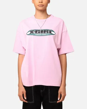 X-Girl Women's Contrast Oval Oversized T-Shirt Baby Pink