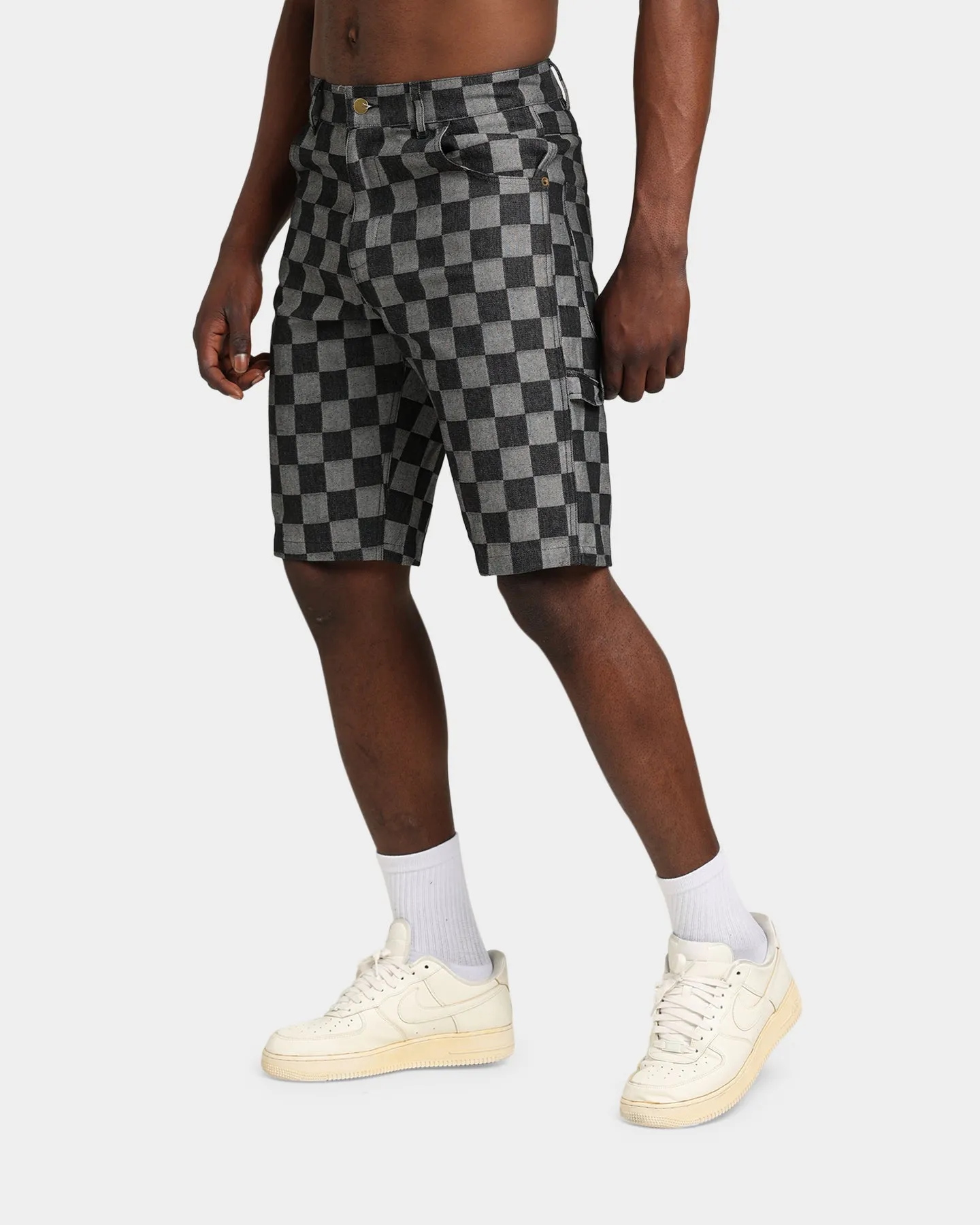 XXIII Checker Board Denim Shorts Black