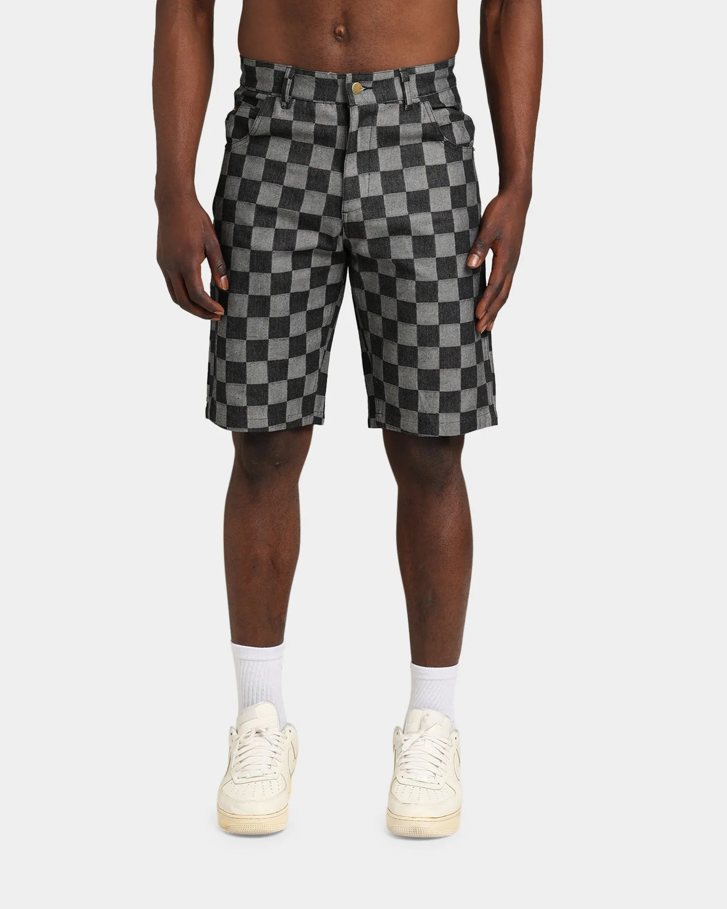 XXIII Checker Board Denim Shorts Black