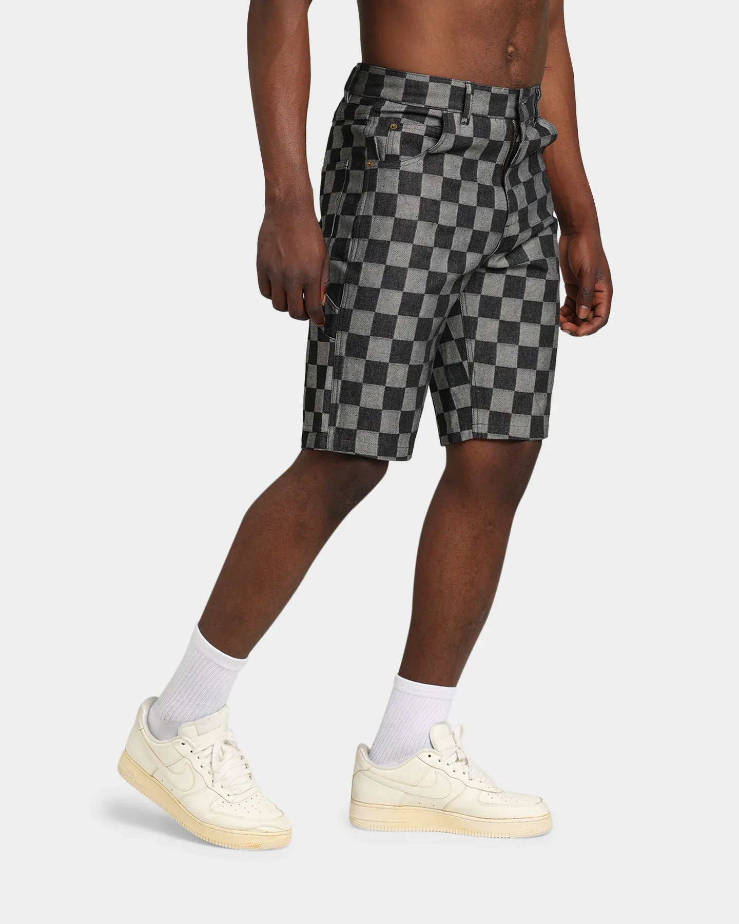 XXIII Checker Board Denim Shorts Black