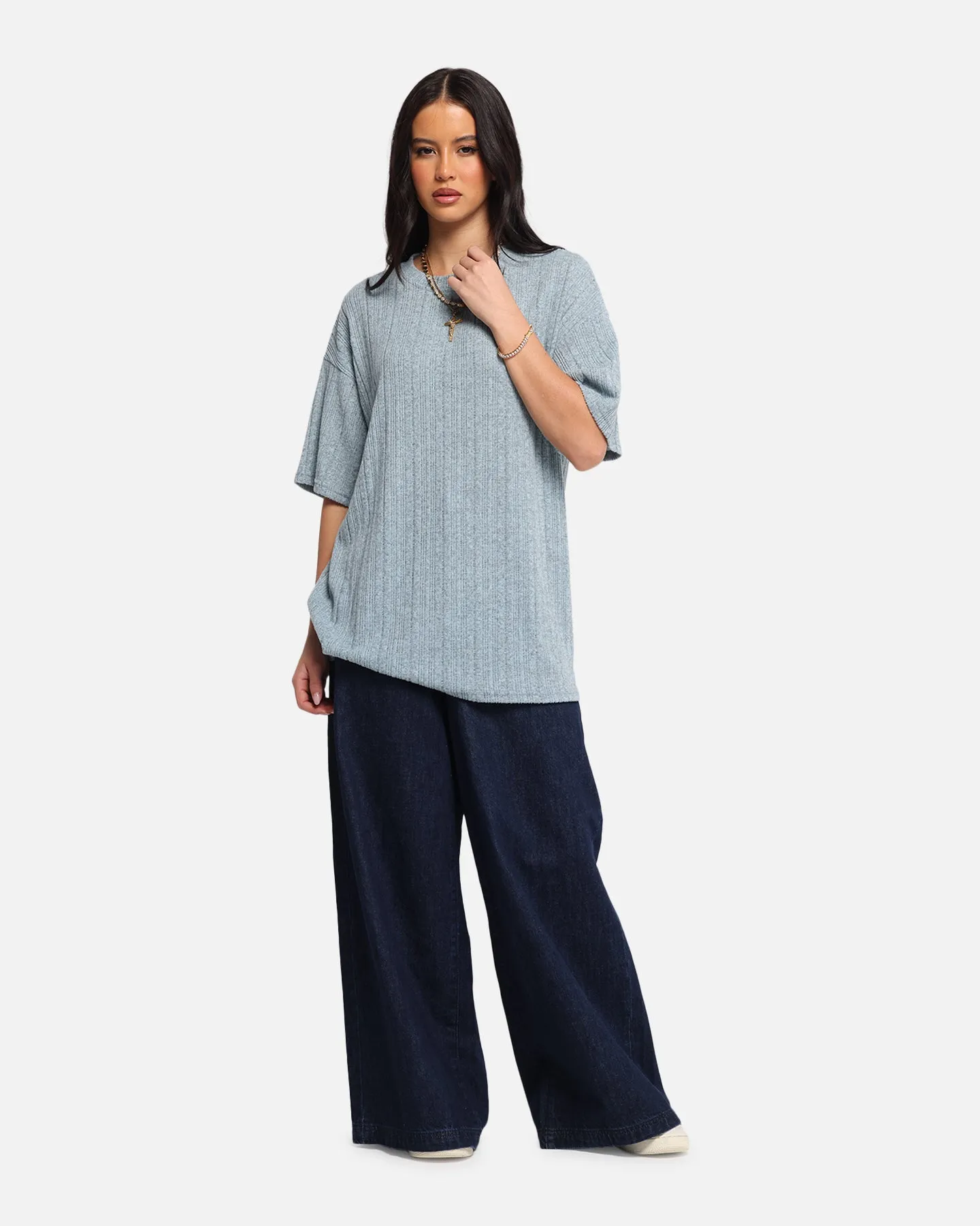 XXIII Rib Knit T-Shirt Blue Marle