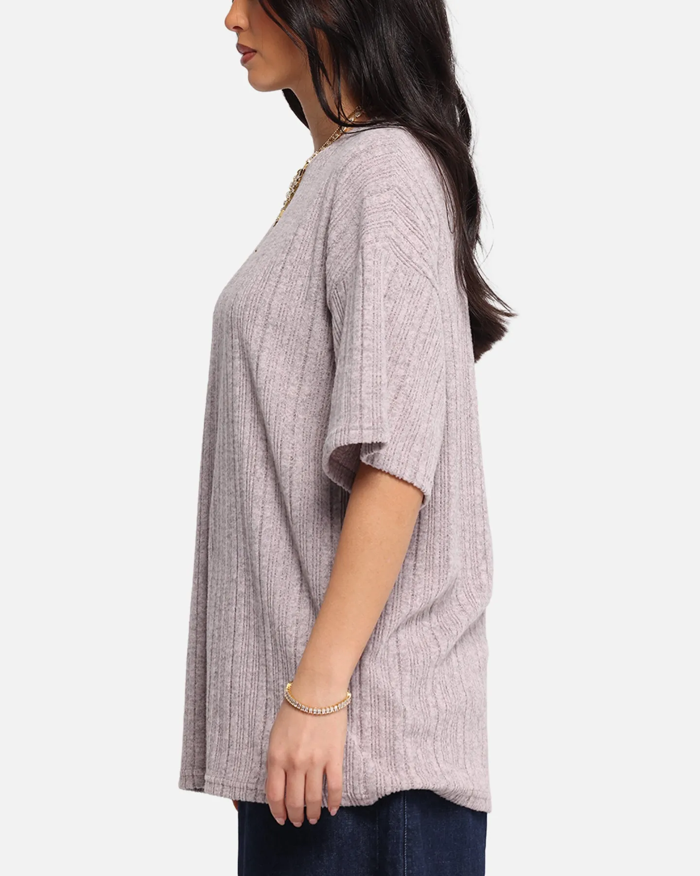 XXIII Rib Knit T-Shirt Pink Marle