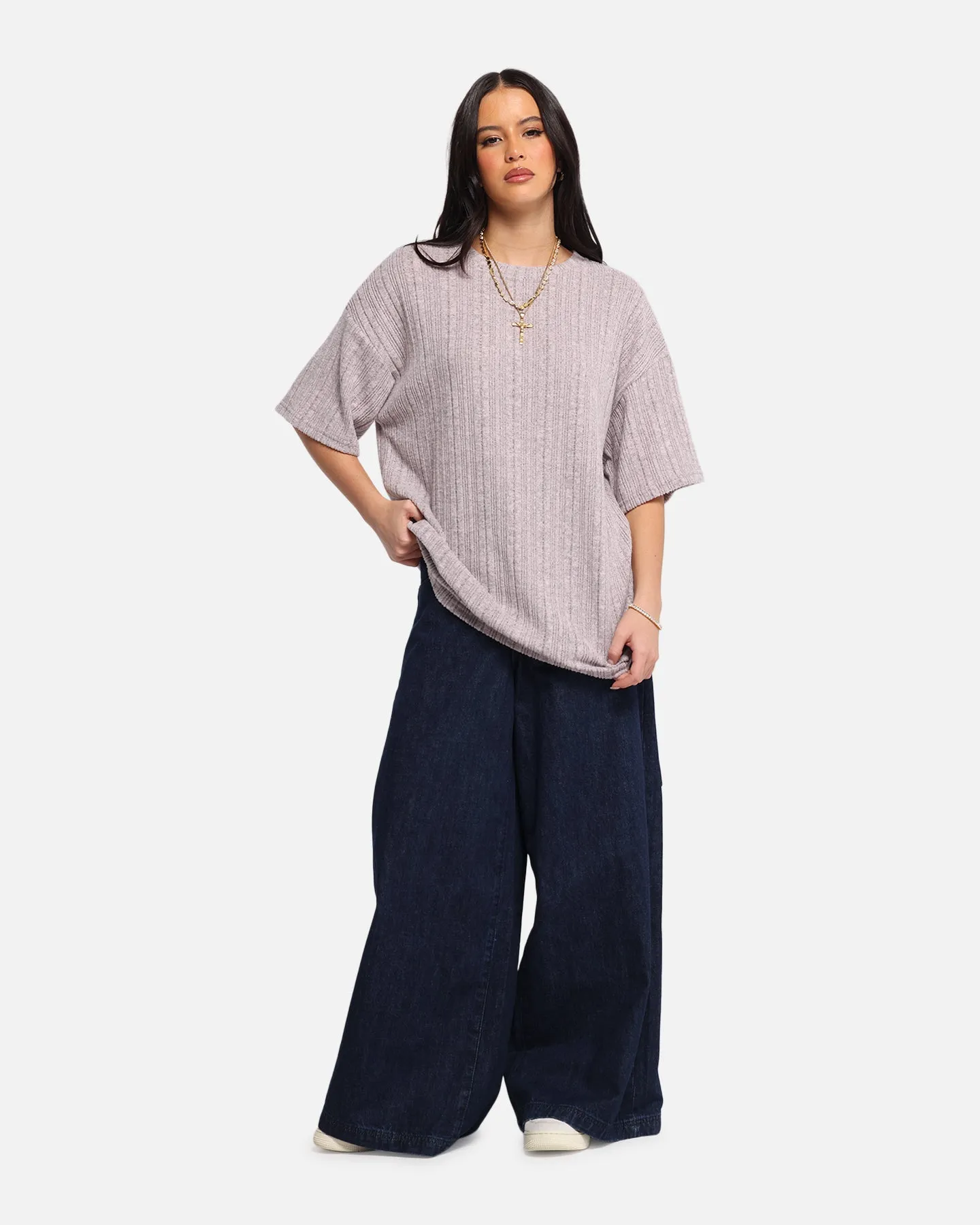 XXIII Rib Knit T-Shirt Pink Marle