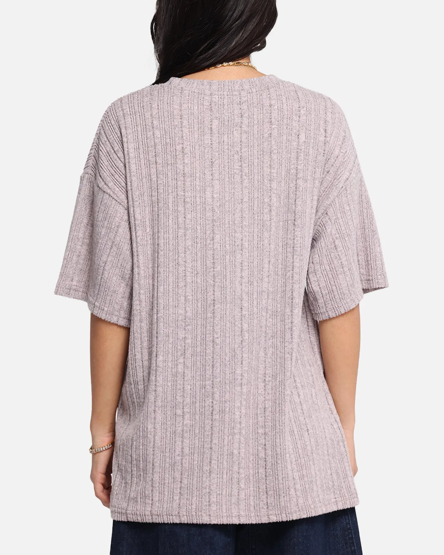 XXIII Rib Knit T-Shirt Pink Marle